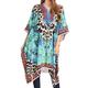 Sakkas P2 - Kristy Long Tall Lightweight Caftan Dress/Cover Up with V-Neck Jewels - 17120-TurqBlack - OS