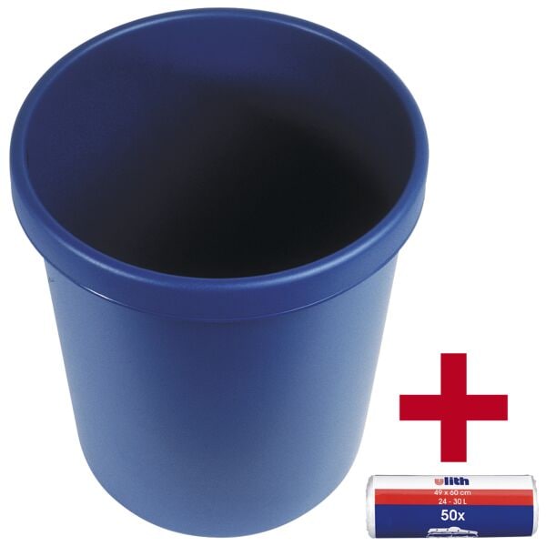 helit Papierkorb inkl. Müllbeutel blau, 35x40.5x35 cm Image