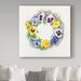 Trademark Fine Art 'Pansy Wreath' Acrylic Painting Print on Wrapped Canvas in Black | 35 H x 35 W x 2 D in | Wayfair ALI30373-C3535GG