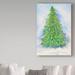 Trademark Fine Art 'Evergreen Tree' Acrylic Painting Print on Wrapped Canvas Metal in Blue/Green | 32 H x 22 W x 2 D in | Wayfair ALI30589-C2232GG