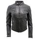 Infinity Women's Casual Black Leather Biker Jacket 16