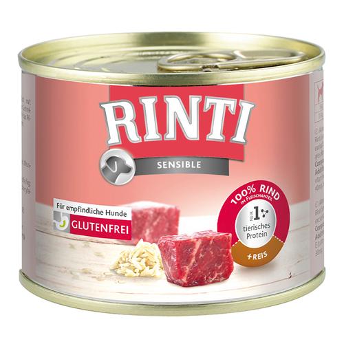 6 x 185g Sensible Rind & Reis RINTI Hundefutter nass
