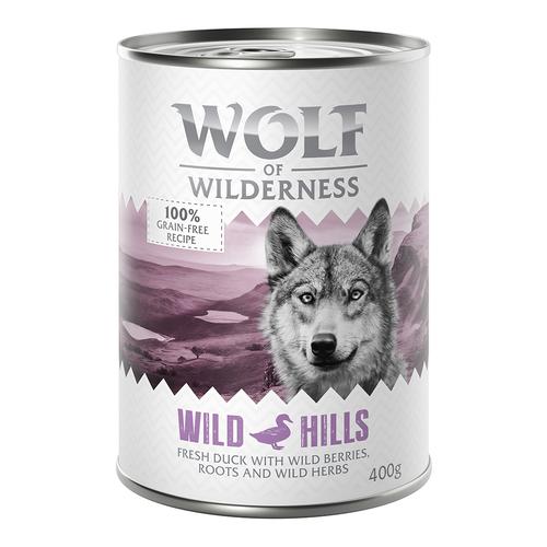24 x 400g Adult Wild Hills Ente Wolf of Wilderness Hundefutter nass
