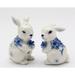 Cosmos Gifts Bunny Couple Blue Print Flowers 2-Piece Salt & Pepper Set China in Blue/White | 2.75 H x 2.2 W in | Wayfair 20907