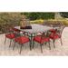 Astoria Grand Rexdale Traditions 9 Piece Outdoor Dining Set Metal in Brown | 27.83 H x 60.62 W x 60.62 D in | Wayfair