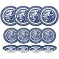 Churchill Blue Willow Dinner Plates Salad Plates and Coupe Bowls 12 Piece Dinnerware Set 12 Piece Set