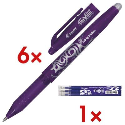 Pilot 6x Tintenroller »FriXion Ball 0.7« inkl. 3er-Pack Tintenrollerminen »Frixion« violett Image
