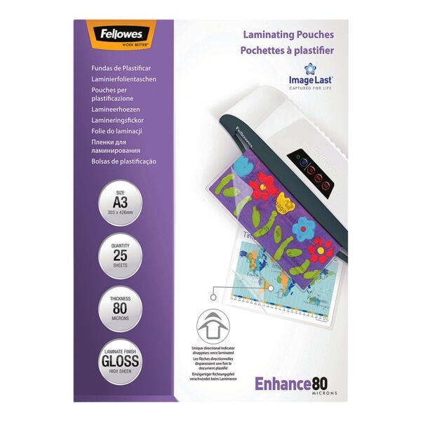 Fellowes Laminierfolien ImageLast A3 25 Stück 80 mic transparent, 30.3x42.6 cm Image