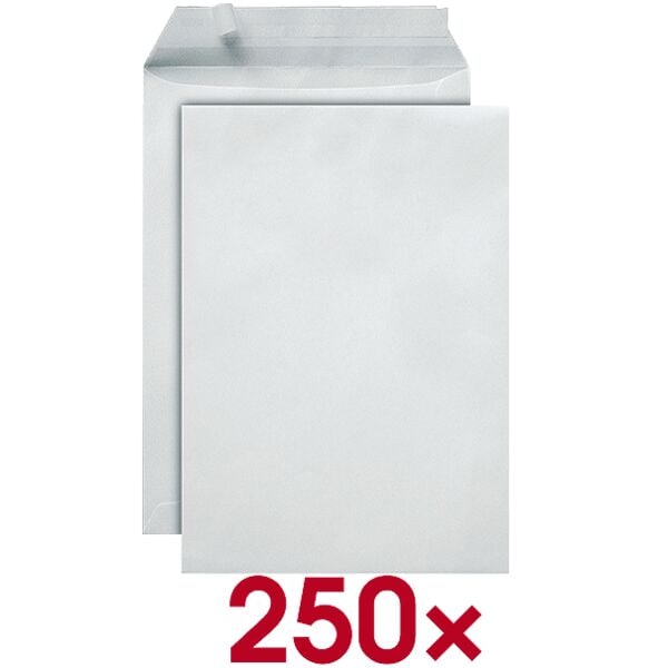 Steinmetz 250 Versandtaschen C4 ohne Fenster mit Haftklebung weiß, 32.4x22.9 cm