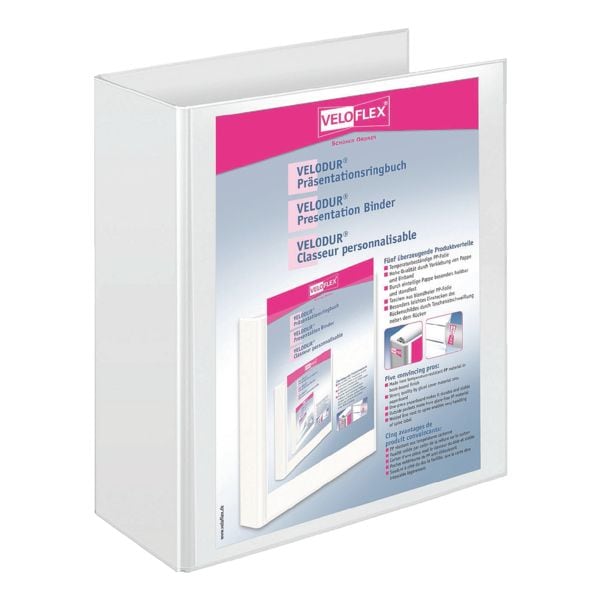Veloflex Präsentationsringbuch »VELODUR® 11421« 2 Ringe, A4, Rückenbreite 85 mm weiß, 29.3x31.5 cm Image