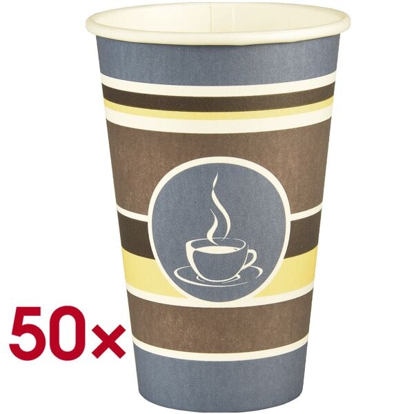 Papstar 50 Einweg-Trinkbecher »To Go« 0,3 Liter - gestreift weiß, 11.7 cm Image