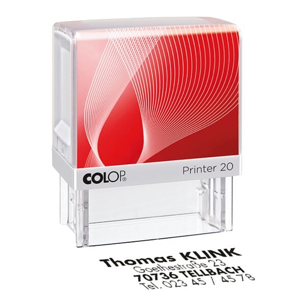 Colop personalisierter Stempel »Printer 20« selbstfärbend 4 Textzeilen ohne Logo rot, 5.8x7x3 cm Image