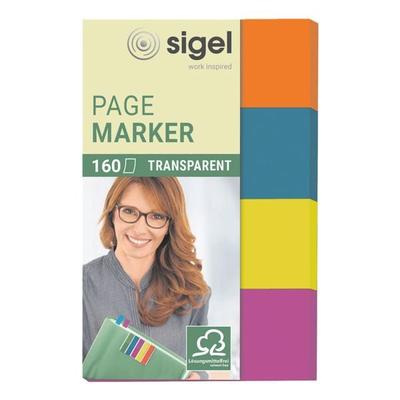 Sigel Haftmarker »Transparent« HN614 50 x 20 mm, orange/blau/gelb/pink transparent, 5x2 cm Image