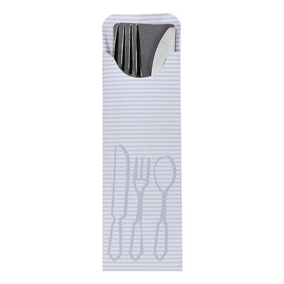 Papstar Bestecktaschen 7,3 x 23,5 cm mit Serviette, 100 Stück grau, 23.5 cm