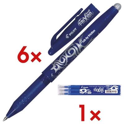 Pilot 6x Tintenroller »FriXion Ball 0.7« inkl. 3er-Pack Tintenrollerminen »Frixion« blau Image