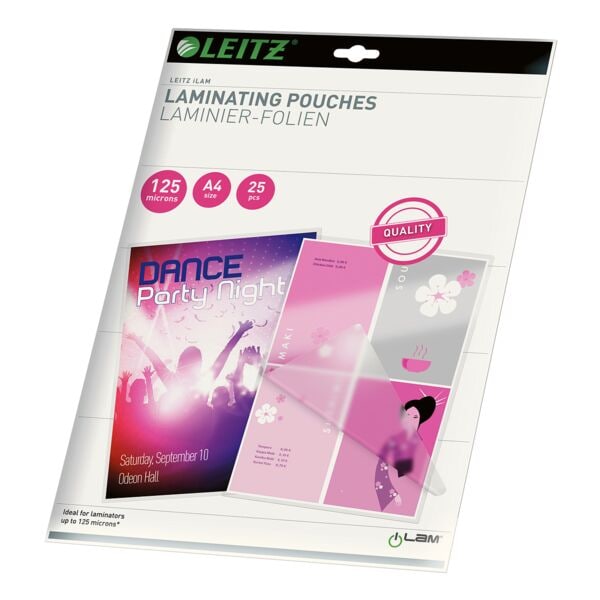 Leitz Laminierfolien A4 25 Stück 125 mic transparent, 21.6x30.3 cm Image