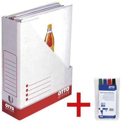 10er-Pack Stehsammler inkl. 4er-Pack Permanent Marker rot, OTTO Office, 7.5x29.5x23.2 cm