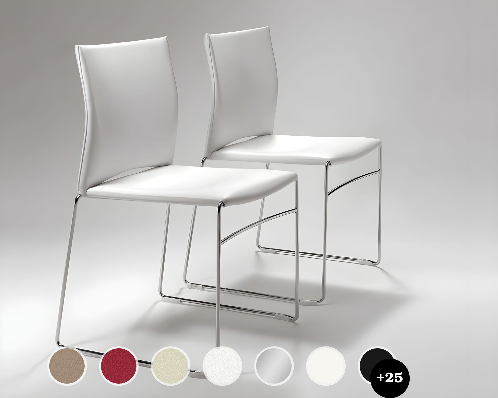 infiniti »WEB« Designer-Stuhl AC31 Schwarz matt lackiert / Echtleder Taubengrau