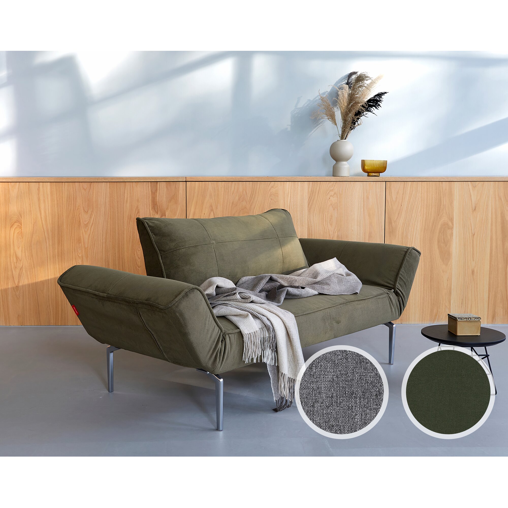 Innovation »ZEAL« Design-Sofa 515 Nist Blue / Bow Eiche lackiert