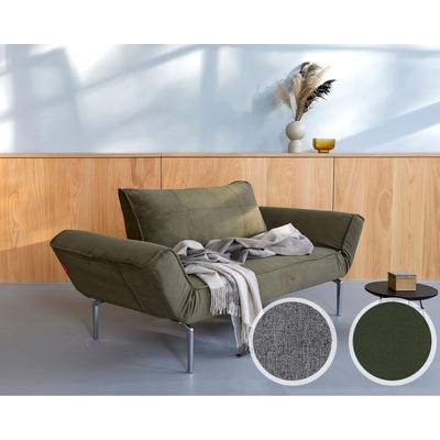 Innovation »ZEAL« Design-Sofa 216 Flashtex Dark Grey / Bow Eiche lackiert