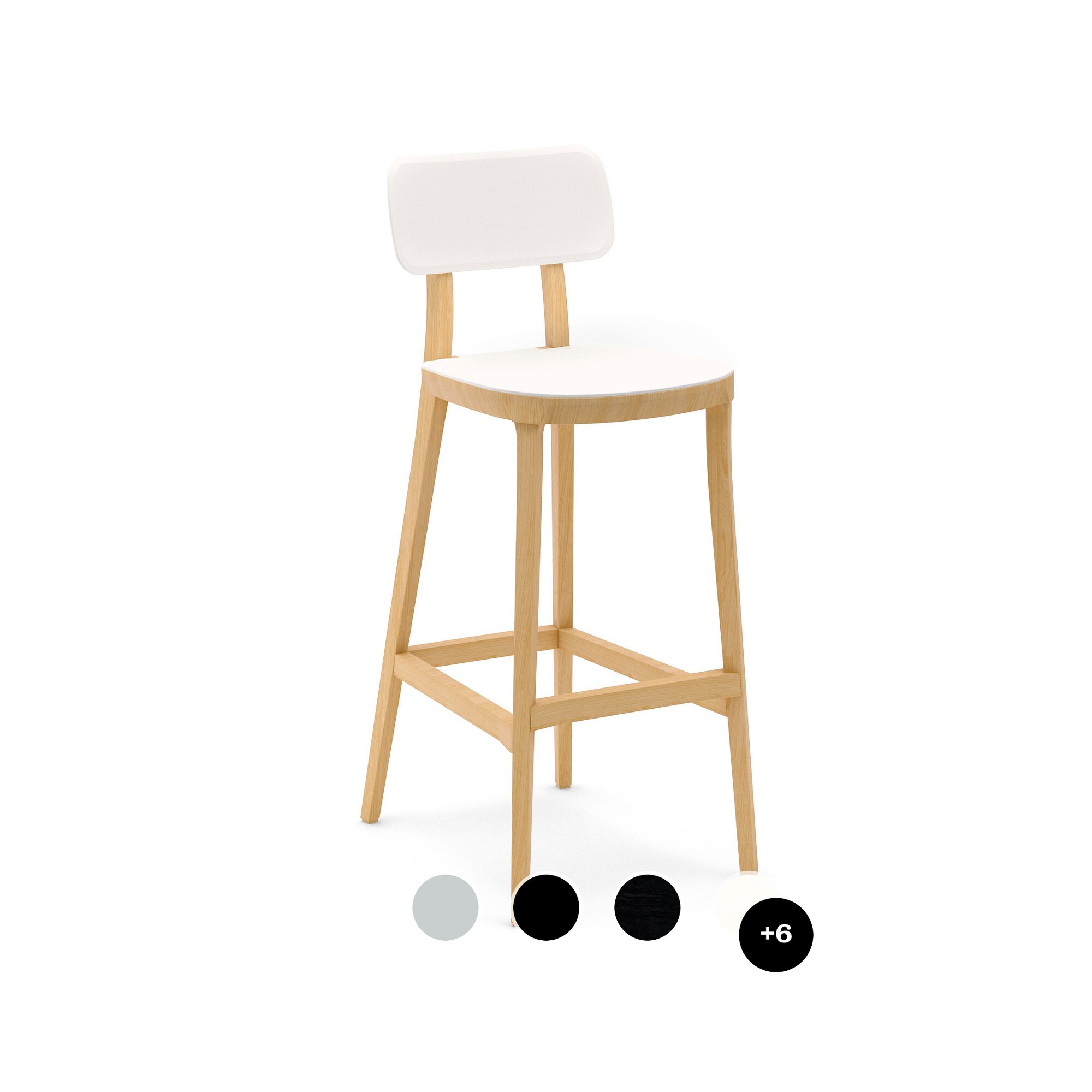 infiniti »PORTA VENEZIA« Designer-Barhocker FGVPN Buche natur / S513 Militärgrün