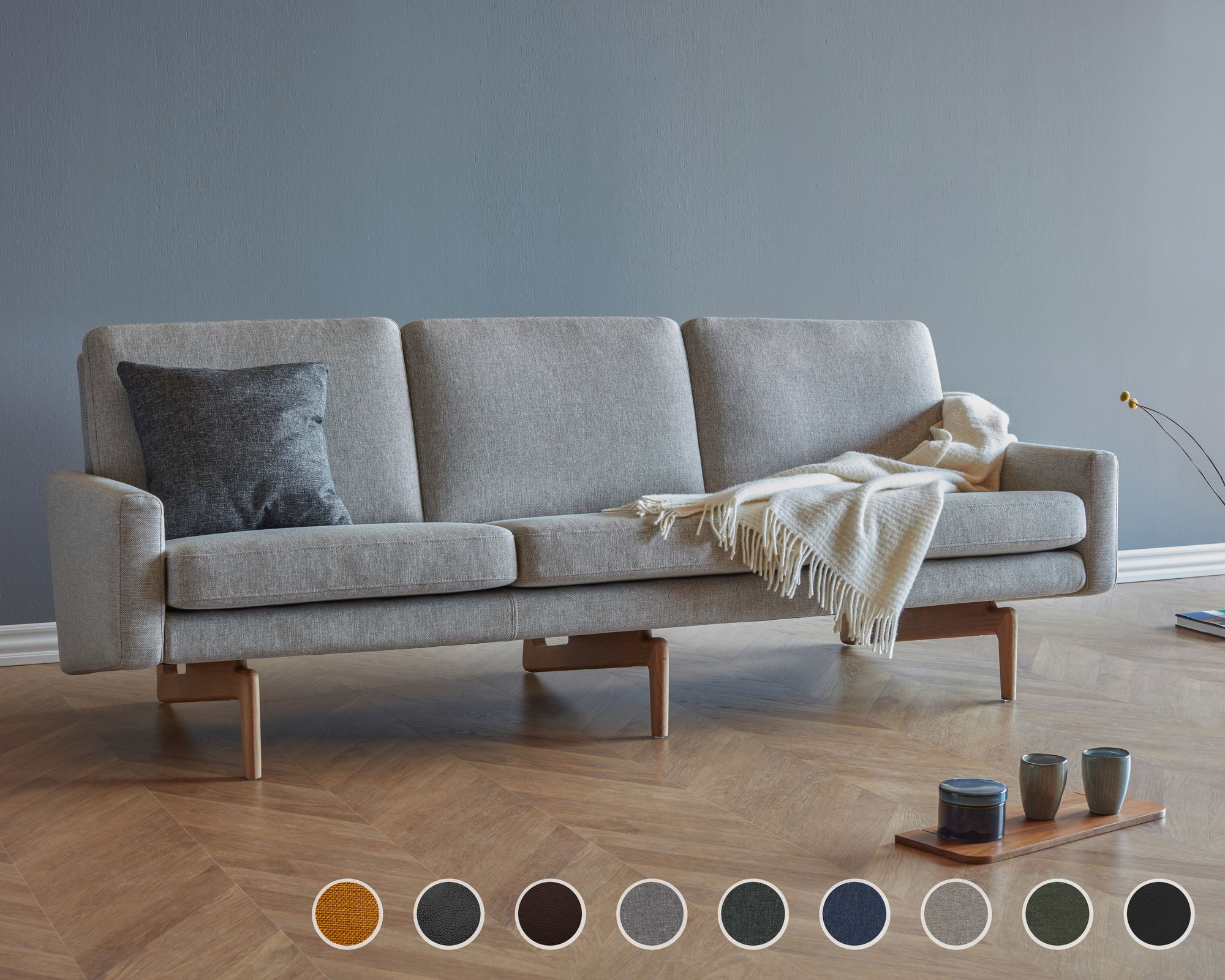 Kragelund »Egsmark« Couch K200 / 3-Sitzer / 216 x 76 x 76 cm / Stoff 242 Grün