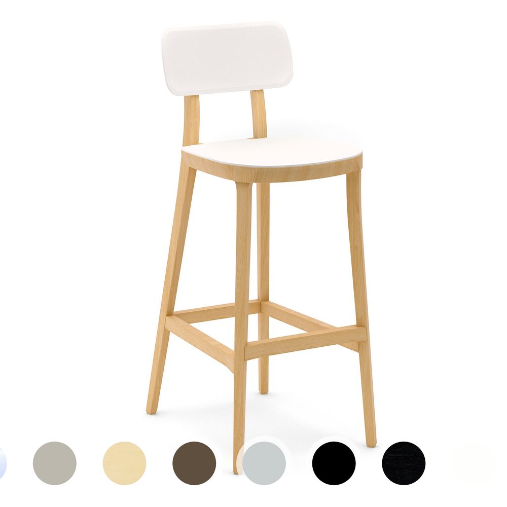 infiniti »PORTA VENEZIA« Designer-Barhocker FGTA04 Schwarz gebeizt / S022 Tabak