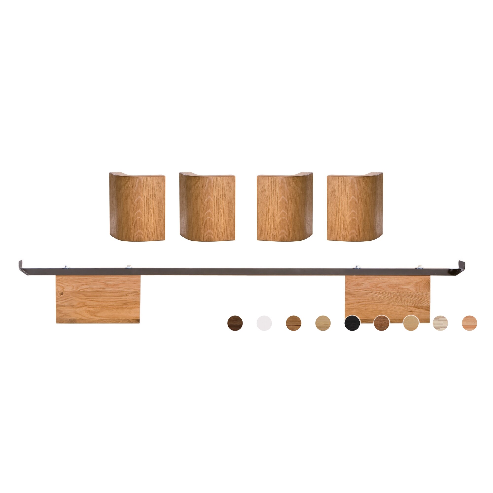 Hasena Füsse Airo 2er-Set / 20 cm / 120 cm / Kernbuche natur, geölt