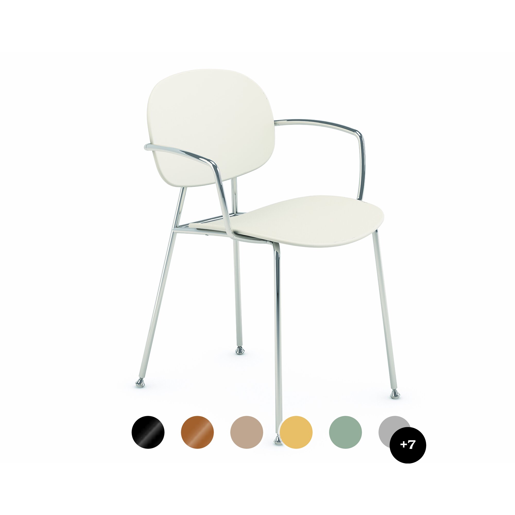 infiniti »TONDINA POP« 4 Legs mit Armlehne Designer-Stuhl AC30 Weiss matt lackiert / P421C Mandelgrau