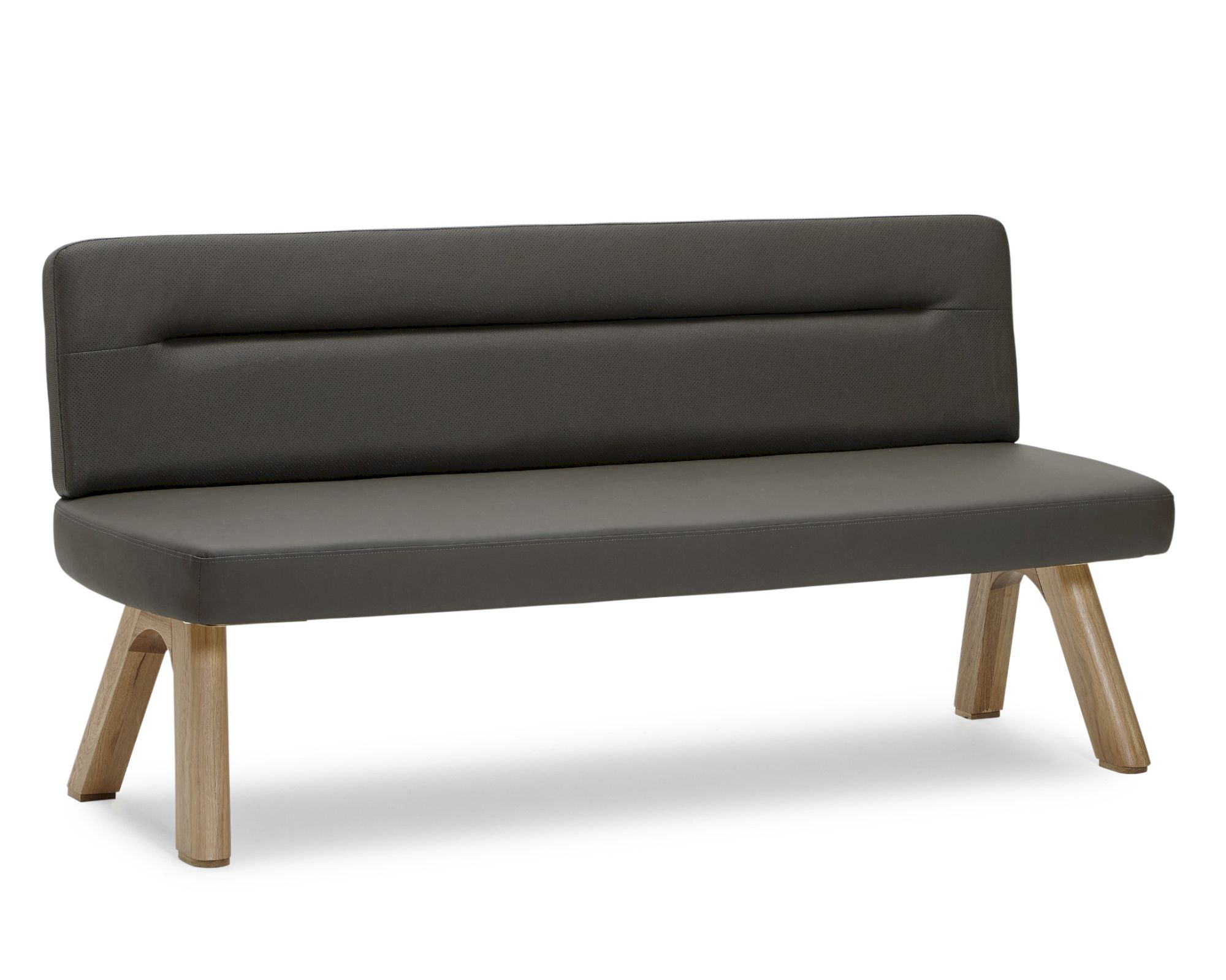 Schösswender »Ontario« 200 Polsterbank Variante A 202 cm / Echtleder MDR 0000 schwarz / Wildeiche natur Image