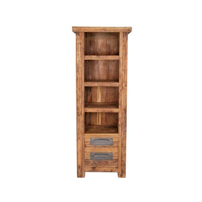 SIT Coral Teak Massivholz Bücherregal 4 offene Fächer, 2 Schubladen