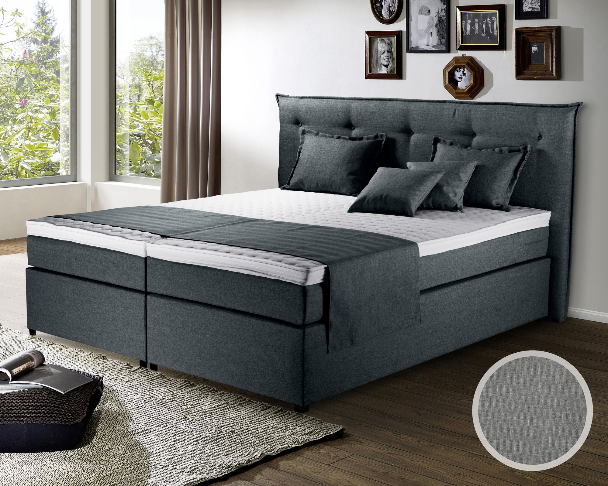 Winkle »Herzog« Boxspringbett 160x200 cm / 9452 Sand / H2