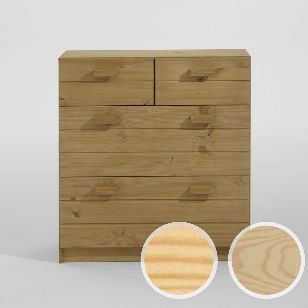 INFANSKIDS Kinderzimmer Kommode - 4 Schubfächer natur lackiert / B 81 x H 88 x T 33,5 cm