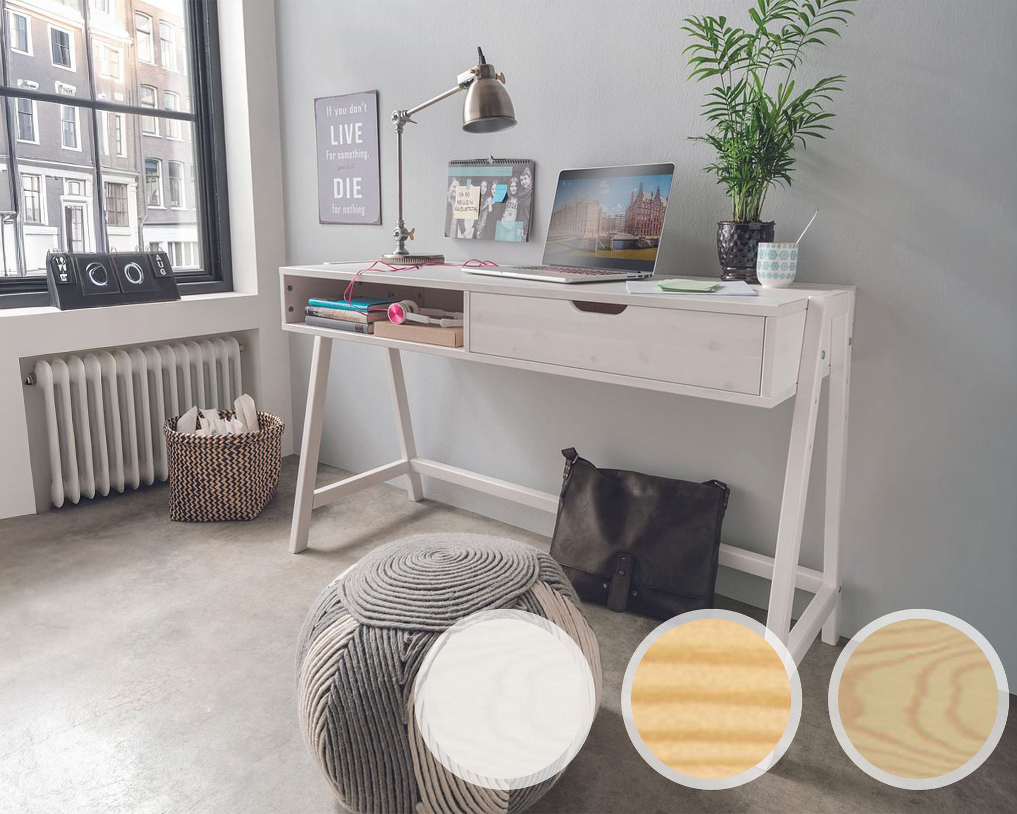 INFANSKIDS Schreibtisch - höhenverstellbar Kiefer weiß / ohne Schublade Image