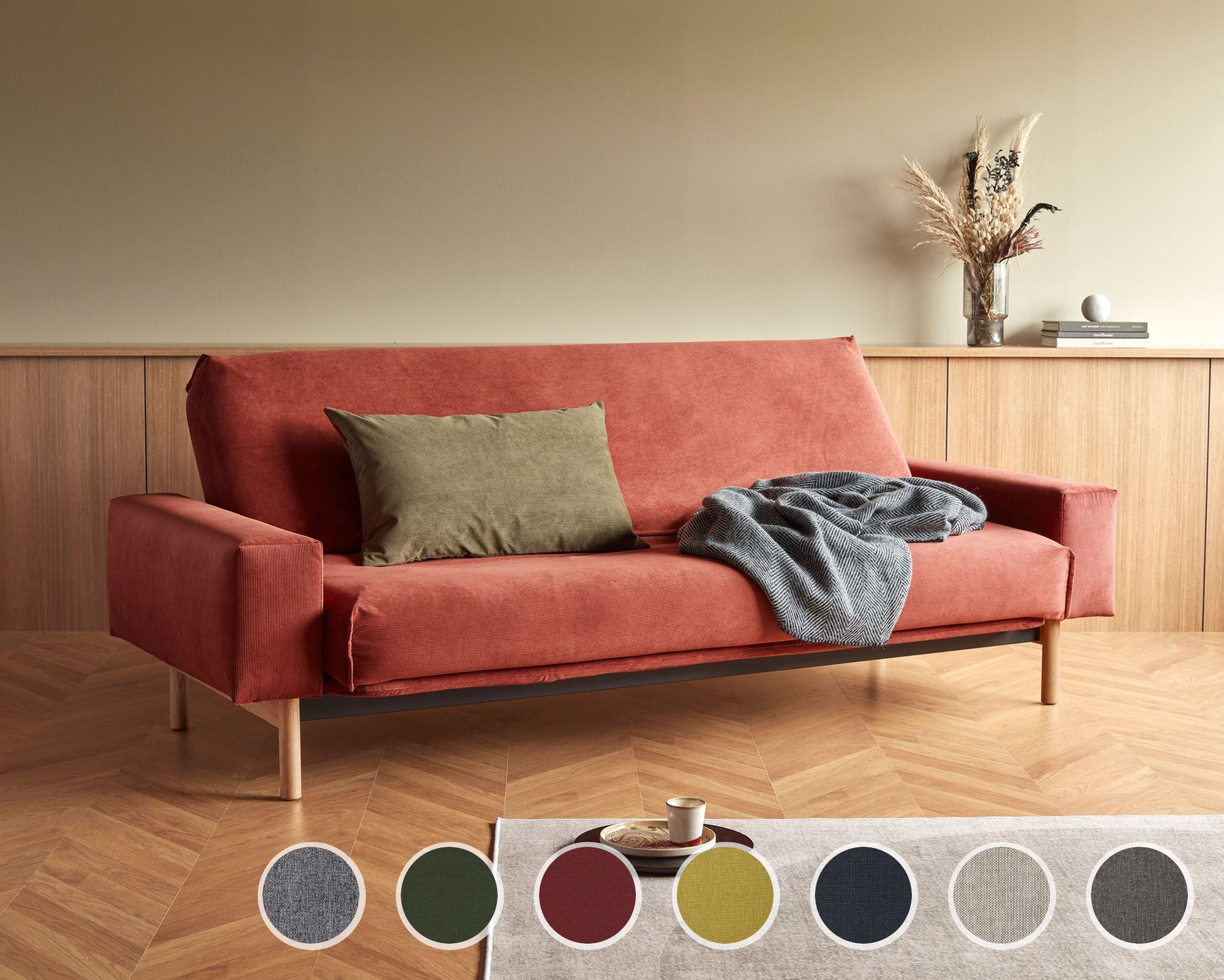 Innovation Mimer Multifunktionales Klappsofa 140x200 cm / 216 Grau / Classic / mit Bezug