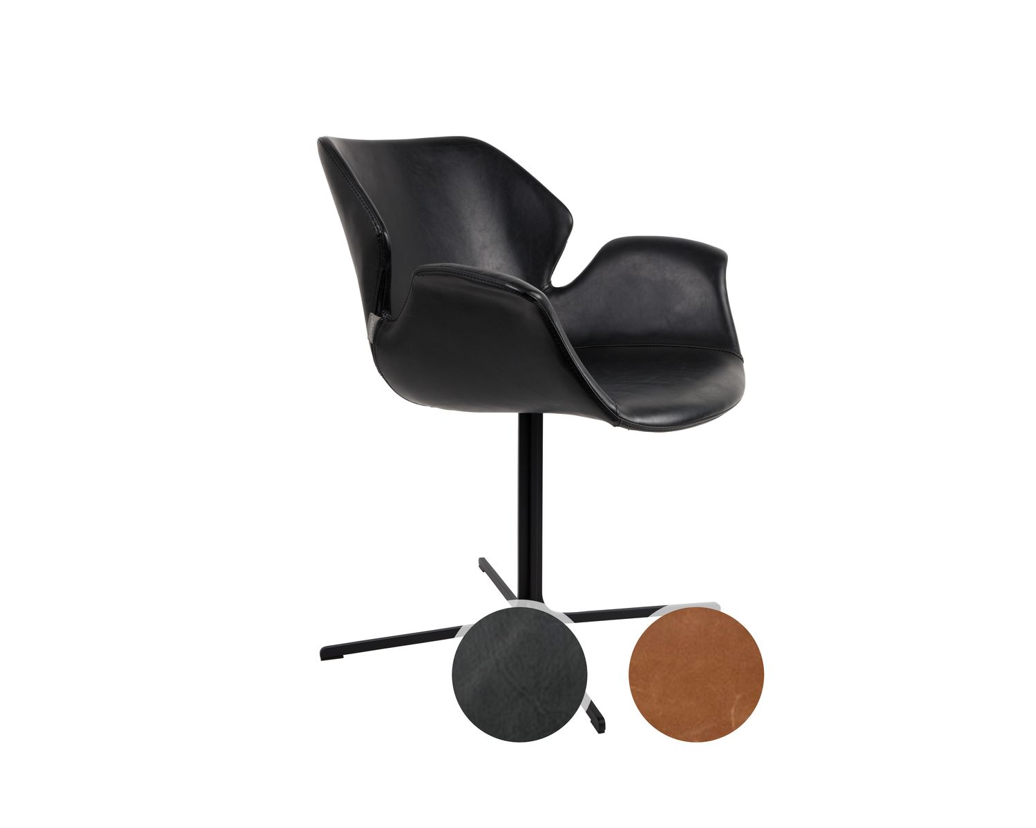 Zuiver Designer-Stuhl Nikki Schwarz, PU-Leder