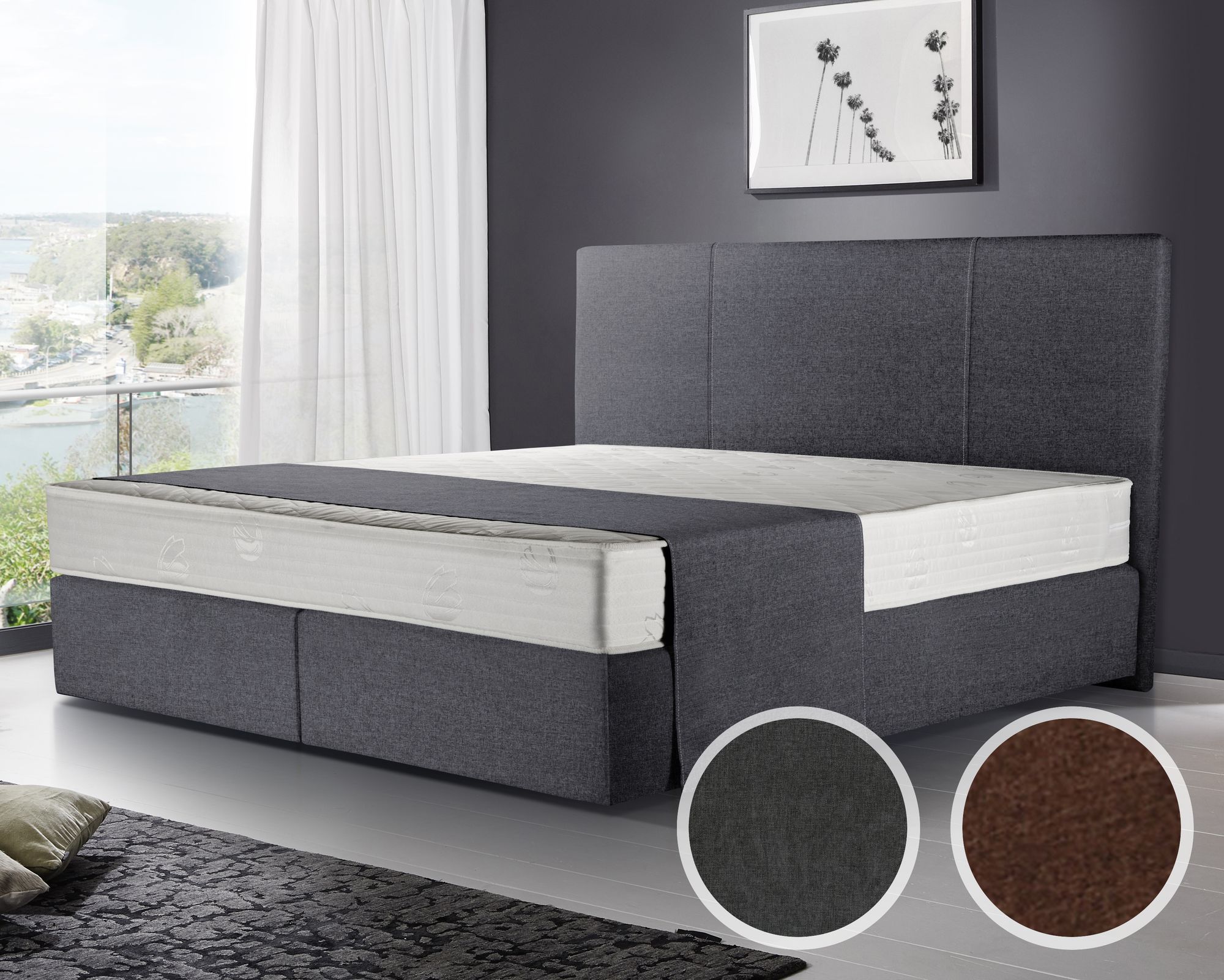 Winkle »Neptun« Boxspringbett 160x200 cm / 9549 Anthrazit / H3