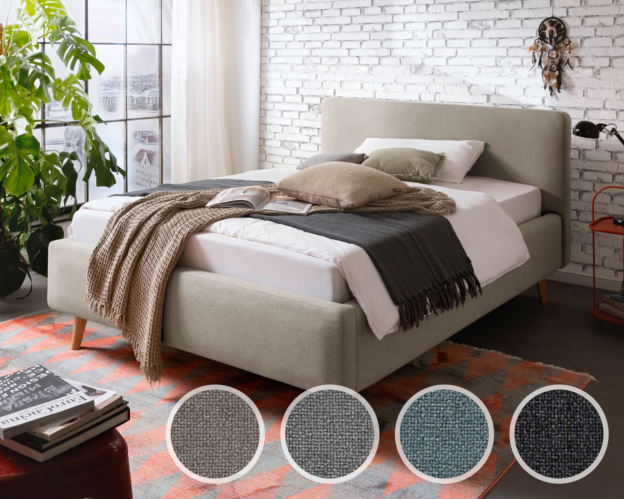 meise.möbel »Mattis« Polsterbett 160x200 cm / Hellgrau / ohne Bettkasten