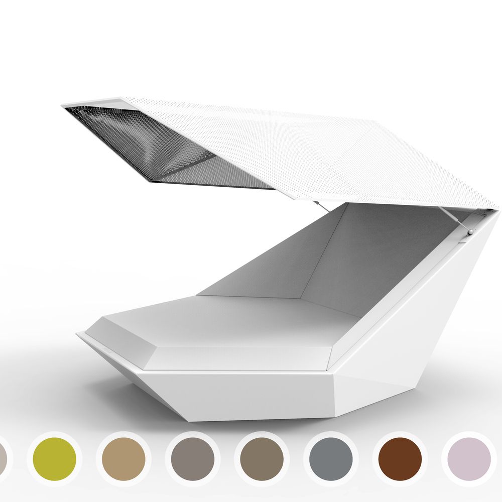 Vondom »FAZ« Outdoor Daybed inkl. Sonnenblende Lackiert Hochglanz / White mit Bezug Silvertex White 4004 / Bronze 5048 Image