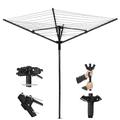 WILSONS DIRECT - 4 Arm 60M Rotary Clothes Airer Dryer Washing Line, Outdoor Garden Heavy Duty Large Clothes Airer Folding with Free Metal Ground Spike and Cover
