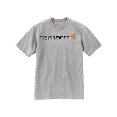 Carhartt Men's Loose Fit Heavyweight Logo Short Sleeve T-Shirt, Heather Gray SKU - 293035