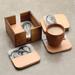 Brayden Studio® 7 Piece Coaster Set w/ Holder Wood/Marble in Brown | 2.6 H x 4.41 D in | Wayfair C674567B6B0E40A7B9B5C0F3A9BA1659