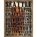 Red Barrel Studio® Pelley 'Seattle on Tap' Textual Art by Graffitee Studios on Wrapped Canvas in Black | 24 H x 18 W x 1.5 D in | Wayfair