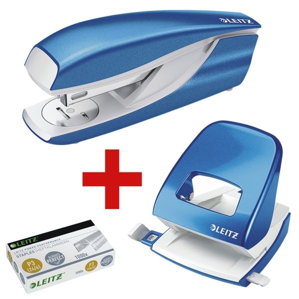 Leitz Tacker / Heftgerät »5502 NeXXt WOW« inkl. Locher »5008 NeXXt WOW« und Heftklamme blau, 4x5.8x14.5 cm Image