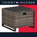 Tommy Hilfiger Oceanside Outdoor Side Table w/ Storage, Coastal Gray Wicker Glass/Wicker/Rattan in Brown/Gray | 18.5 H x 24 W x 24 D in | Wayfair