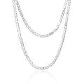 Aka Gioielli® - Women Men Rhodium Plated 925 Sterling Silver Necklace - Flat Cuban Curb Chain 5.1 mm - 24 inch