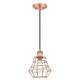 61052 Nathan One-Light Indoor Pendant, Brushed Copper Finish with Angled Bell Cage Shade