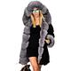 Aox Women Winter Faux Fur Hood Warm Thicken Coat Lady Casual Plus Size Parka Jacket Outdoor Overcoat (20, Black 7008)