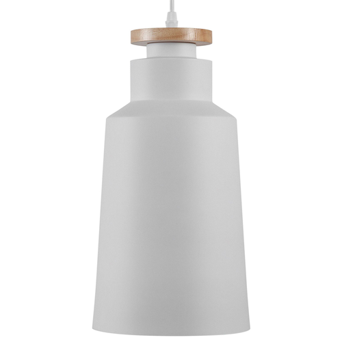 Hängeleuchte Weiß Metall und Holz mit Schirm in Zylinderform Skandinavischer Stil für Kücheninsel Wohn- Schlaf- und Esszimmer
