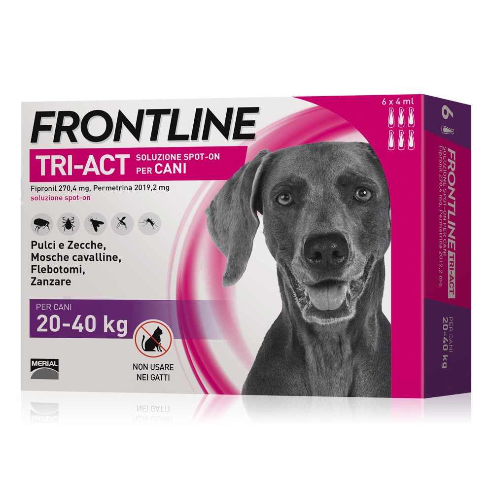 Frontline Tri Act cane: tutte le soluzioni pipette spot-on - 6 pipette, peso 20-40 kg (4 ml)